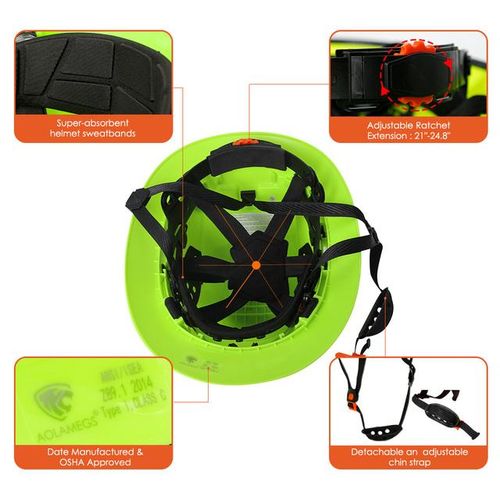 Engineer's Full Brim Safety Helmet With Built-In 6-Point Suspension For Construction Rescue Climbing Ansi Ce Certified