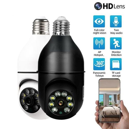 E27 Bulb Ip Wifi Camera Wireless Surveillance Night Vision Color Automatic Rotation Indoor Monitoring Wifi Camera Ycc365 Plus