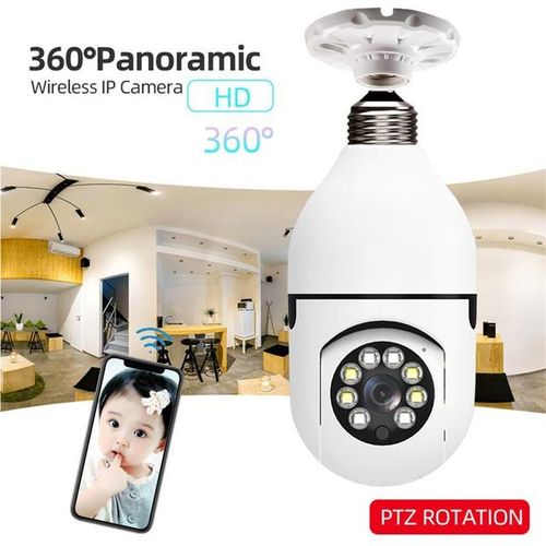E27 Bulb Ip Wifi Camera Wireless Surveillance Night Vision Color Automatic Rotation Indoor Monitoring Wifi Camera Ycc365 Plus