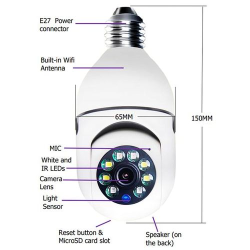 E27 Bulb Ip Wifi Camera Wireless Surveillance Night Vision Color Automatic Rotation Indoor Monitoring Wifi Camera Ycc365 Plus