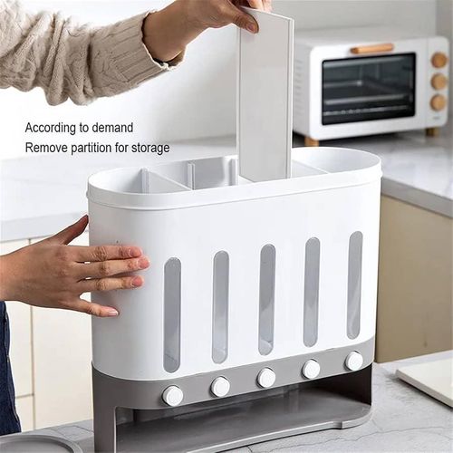 5-Grid Wall Mounted Storage Container 12L Food Dispenser Rice Bucket- Multicolor