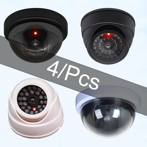 4/pcs Creative Black Plastic Dome Cctv Camera Flashing Led Camera Power Via Aa Surveillance Security System