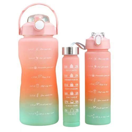 3 In 1 Color Motivational Water Bottle With Stickers Mix