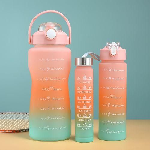 3 In 1 Color Motivational Water Bottle With Stickers Mix