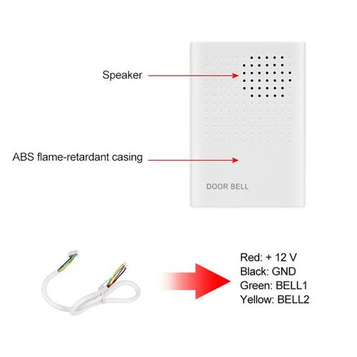 4 Wires Wired White Doorbell Dc12v Access Control Door Bell Electronic Dingdong Ringtone Ring Button For Home Security System