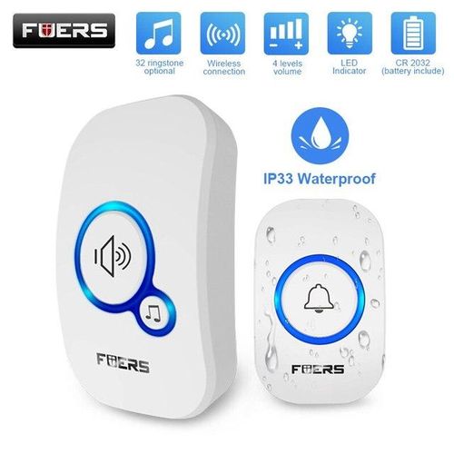 Fuers Wireless Doorbell Waterproof Welcome Chime Home Door Bell Intelligent 32 Songs Smart Alarm With For Store Hotel
