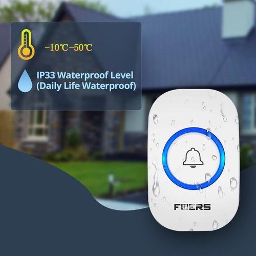 Fuers Wireless Doorbell Waterproof Welcome Chime Home Door Bell Intelligent 32 Songs Smart Alarm With For Store Hotel