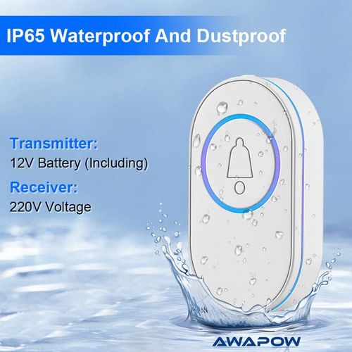 Awapow Ip65 Waterproof Wireless Doorbell Smart Home Outdoor Door Bell 39 Ringtone 4 Volume Adjustable Led Flash Security Alarm