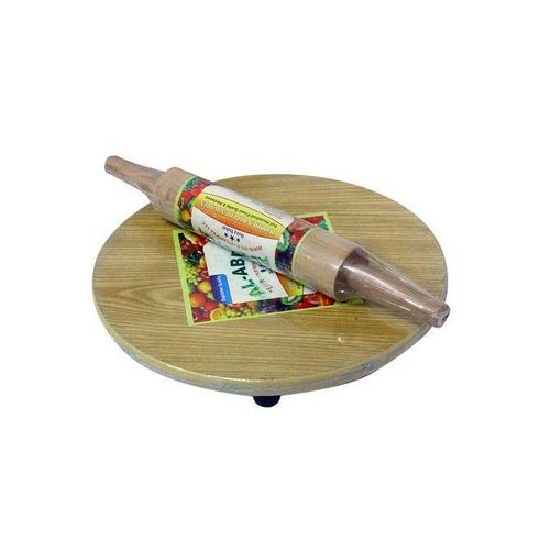 Set Of Chapati Rolling Board, Pin And Bamboo Cooking SPoons - Brown