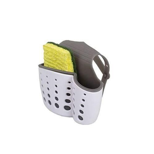 Kitchen Sink Hanging Soap Dish,Sponge Drainer Storage Basket Holder- Pink/Grey