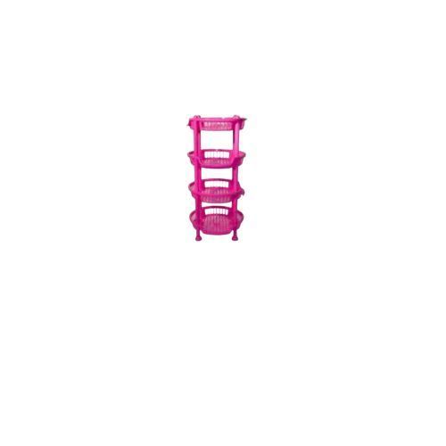 Plastic Round Trolley 4 Stack -Pink