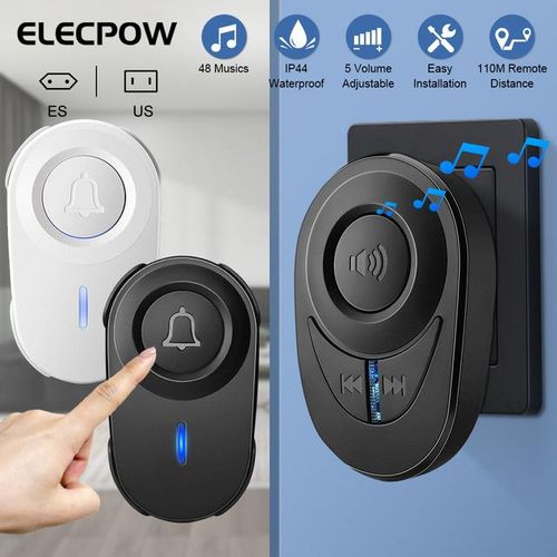 Elecpow Wireless Doorbell Outdoor Waterproof Smart Home Door Bell Elderly Emergency Call Reminder Led Flash Home Security Alarm