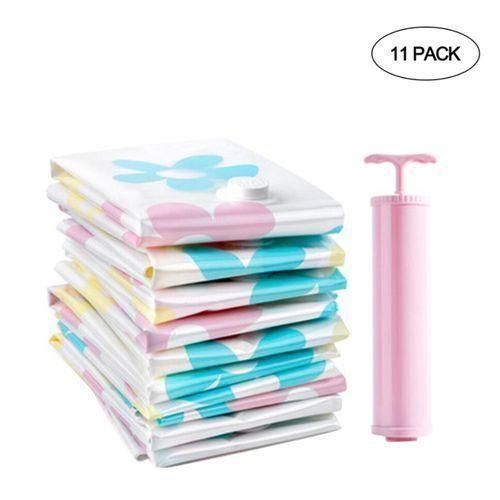 11pcs/set Vacuum Compression Clothes Storage Bag With Hand Pump