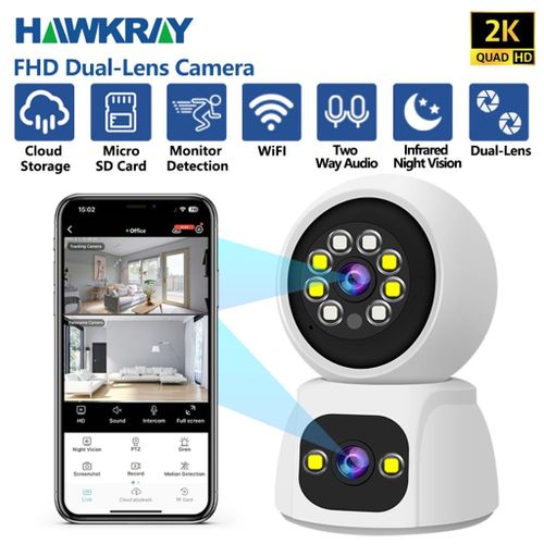 Dual Lens -dual screens CCTV Indoor 3MP 2K Camera Phone Control Built-in Microphone 355 Degree Rotation