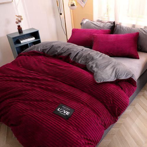 Luxury Coral Velvet Duvet King Size - Maroon