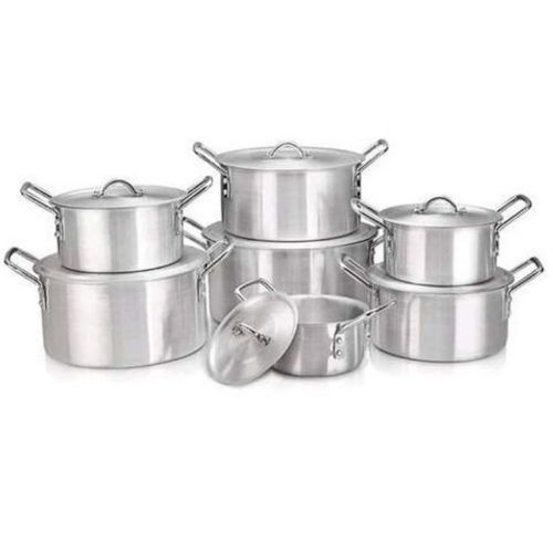 14 Pieces Of  Stainless Steel Saucepans Cookware Pots- Silver.