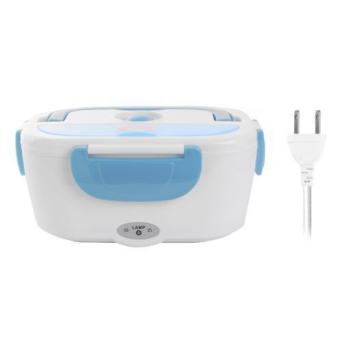 Electric Heating Lunch Box Food Flask -White & Blue