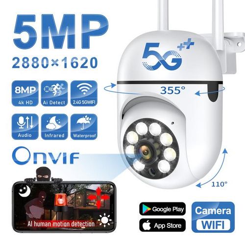 5g Wifi Surveillance Cameras 5mp Ip Camera Ir Full Color Night Vision Security Protection Motion Cctv Outdoor Waterproof Cameras