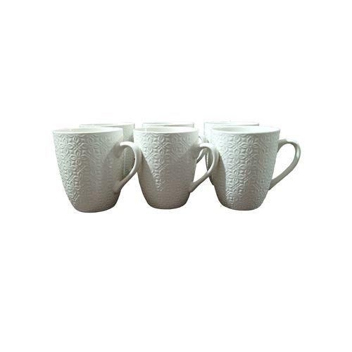 Elegant Ceramic 12 Pieces Cups Set-White