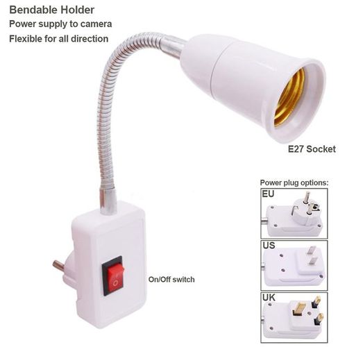 E27 Adjustable Socket Bendable Holder Easy Install For Camera Use Eu Uk Plug Option