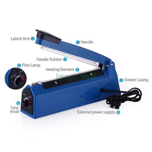 Impulse Heat Sealer Plastic Film Sealing Machine 150mm - Blue
