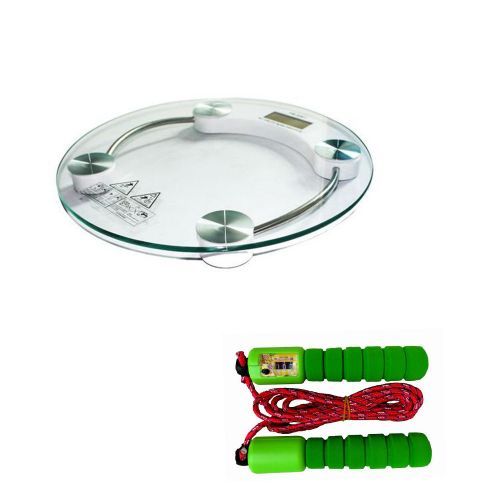 Digital Glass Bathroom Personal Weighing Scale + Rope - Clear