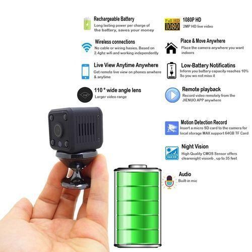 FHD Hidden 1080P Mini WiFi IP Camera Builtin Battery CCTV Night Vision Mirco Cam