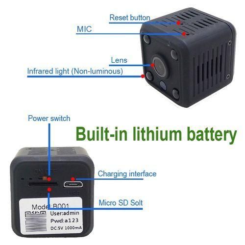 FHD Hidden 1080P Mini WiFi IP Camera Builtin Battery CCTV Night Vision Mirco Cam