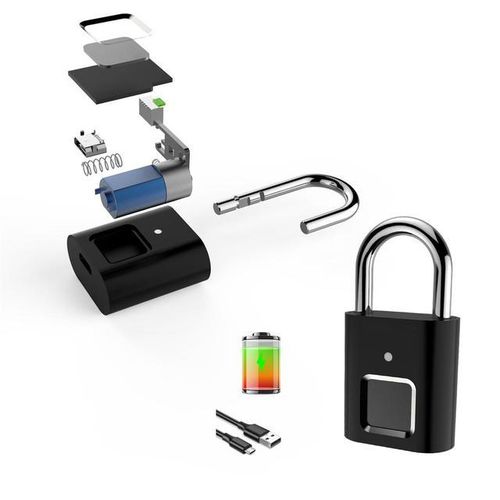 Fingerprint Padlock Biometric Metal Keyless Thumbprint Lock Usb Rechargeable For Luggage Bookcase Suitcase Backpack Bike