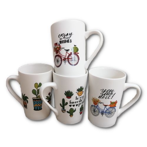 12 Pieces Multi-print Of  Coffee Tea Cups  Mugs- White.