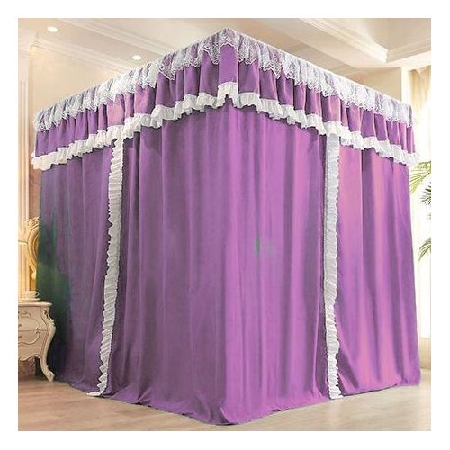 David Curtain Mosquito Net With 4 Steel Stands & Unique Lace Design &Luxurious Packaging Double-layer Bed Net Pruple