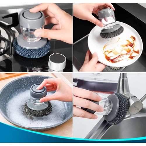 Kitchen  Dishwashing Pot Brush/Cleaning Brush-With 4 Replacement Brushes
