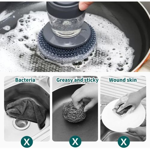 Kitchen  Dishwashing Pot Brush/Cleaning Brush-With 4 Replacement Brushes