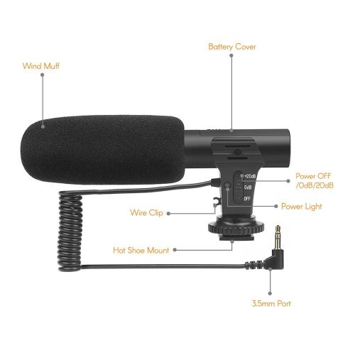SHOOT XT-451 Portable Condenser Stereo Microphone Mic - black My
