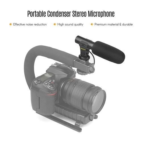 SHOOT XT-451 Portable Condenser Stereo Microphone Mic - black My
