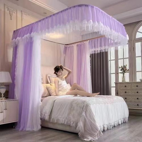 David Remium  Rail Mosquito Net With Double Bed Net Design RA2 Purple