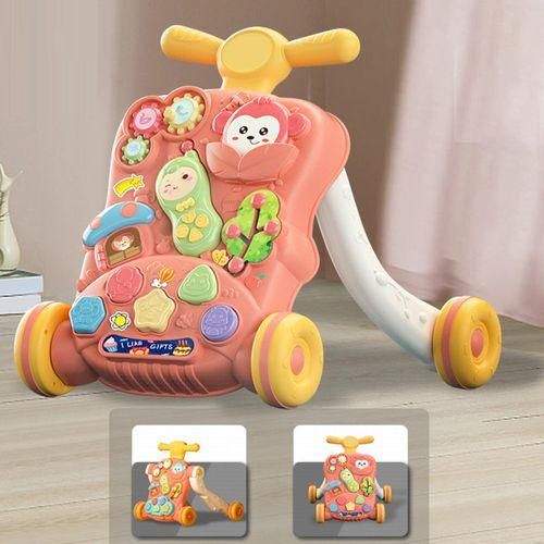Baby Push Walkers Music Learning Toy Gift For 1 2 3 Pink