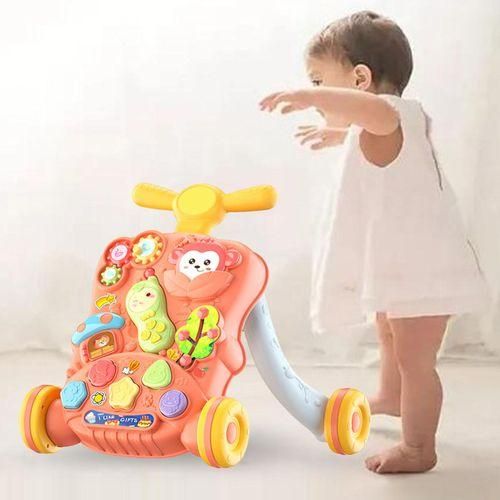 Baby Push Walkers Music Learning Toy Gift For 1 2 3 Pink