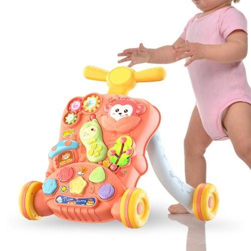 Baby Push Walkers Music Learning Toy Gift For 1 2 3 Pink