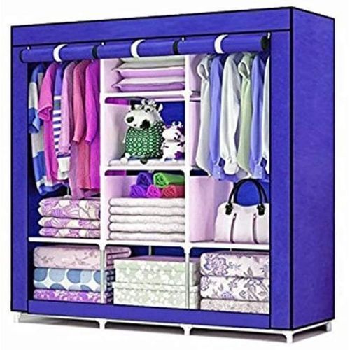 3 Column Cloth Frame Portable Wardrobe - Blue,Maroon,Pink, Purple.