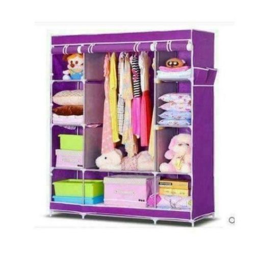 3 Column Cloth Frame Portable Wardrobe - Blue,Maroon,Pink, Purple.