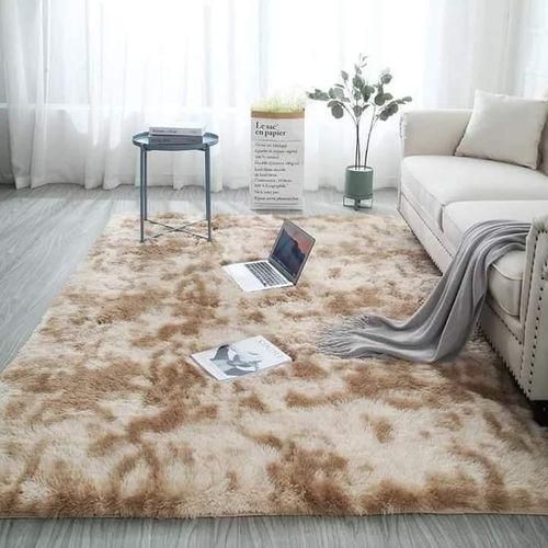Fluffy Soft Shaggy Carpet- Patched Beige