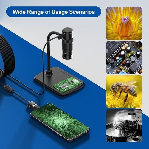 Digital Microscope 3in1 Type-C Usb Magnification 50x-1000x Portable Camera Snake Stand For Phones Pc 8 Leds