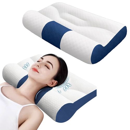 Special Traction Cervical Pillow For Adults - 50*30cm -Whit& Blue