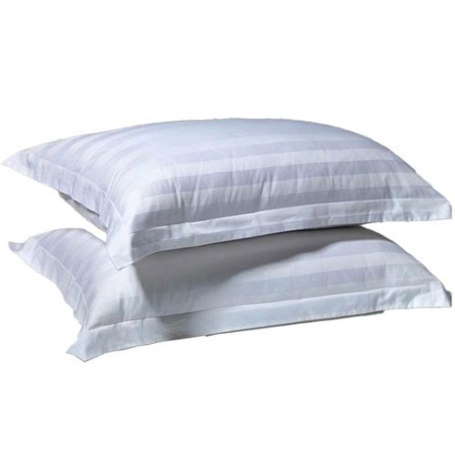 Large Cozy Pillows (2 Pieces) Satin Texture Design Cotton Pillows   Wite