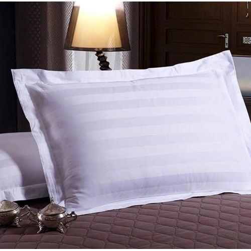 Large Cozy Pillows (2 Pieces) Satin Texture Design Cotton Pillows   Wite