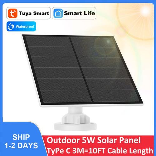 5w Solar Panel With 3m Cable 10ft Compatible For Rechargeable Cameras Power Bank Mobile Phone With Usb Type C