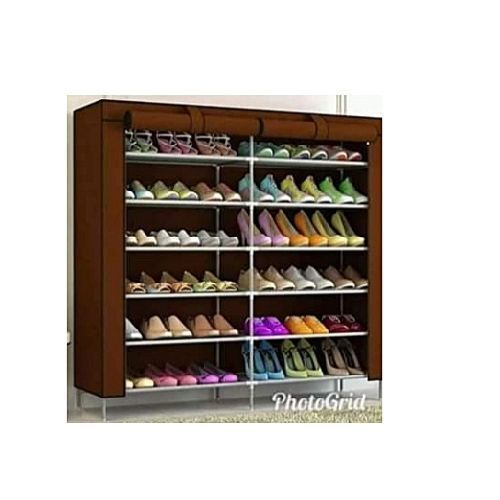 steel Framed Shoe Rack - Brown