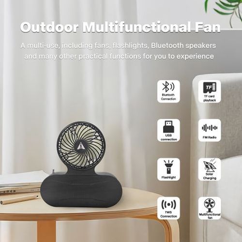 Solar Charging Flashlight Fan Radio Bluetooth Speaker-T