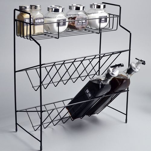 3/2 Layers Dish Drainer Rack Spice Storage Holder K 3 Layers - Black